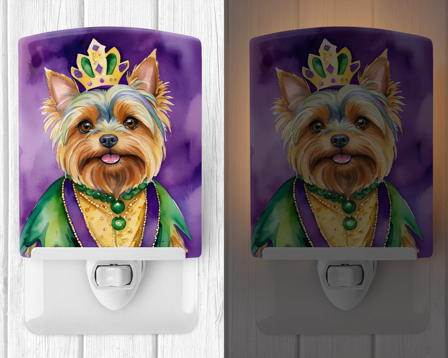 Yorkshire Terrier King of Mardi Gras Ceramic Night Light