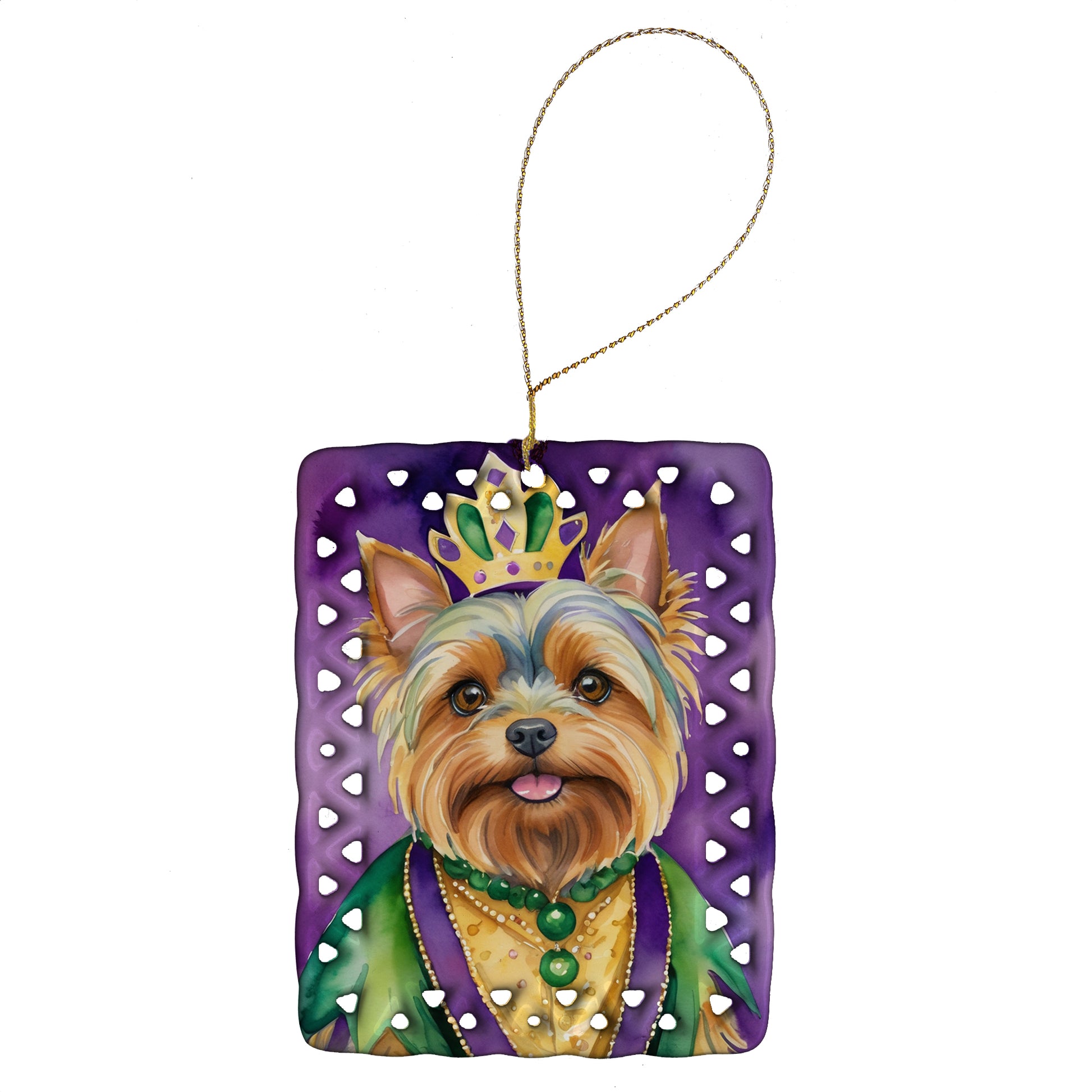 Buy this Yorkshire Terrier King of Mardi Gras Porcelain Ornament