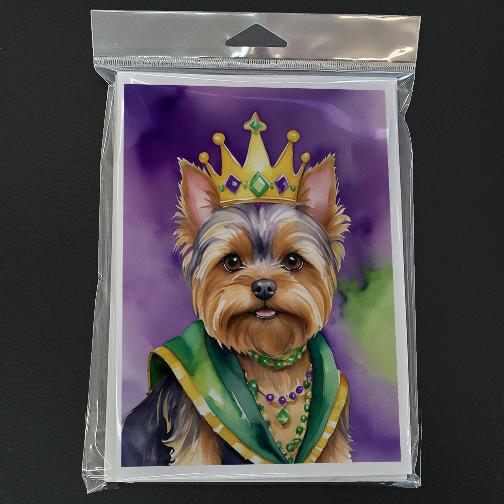 Yorkshire Terrier King of Mardi Gras Greeting Cards Pack of 8