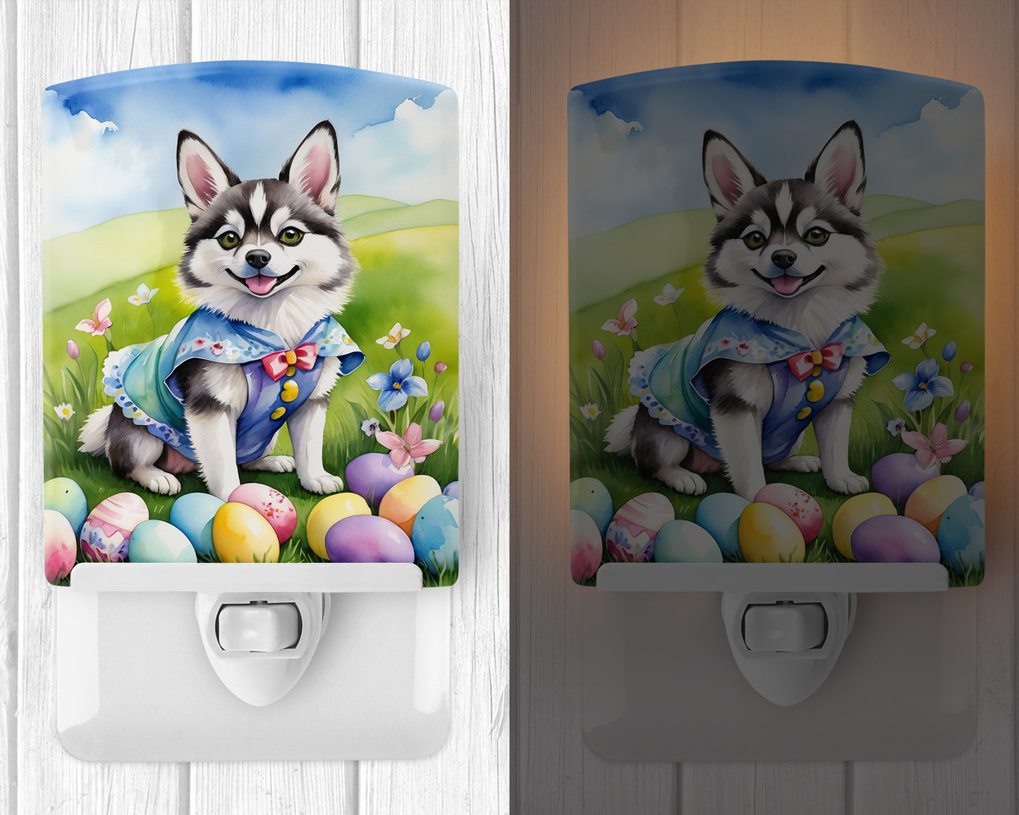 Alaskan Klee Kai Easter Egg Hunt Ceramic Night Light