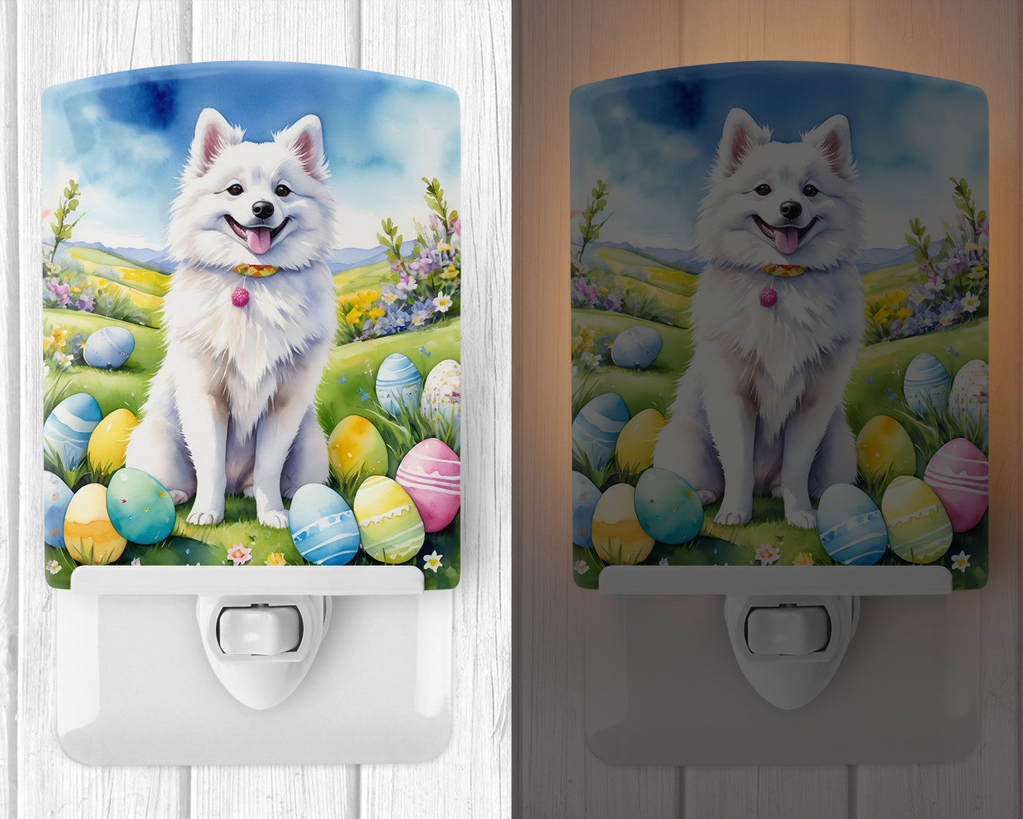 American Eskimo Easter Egg Hunt Ceramic Night Light