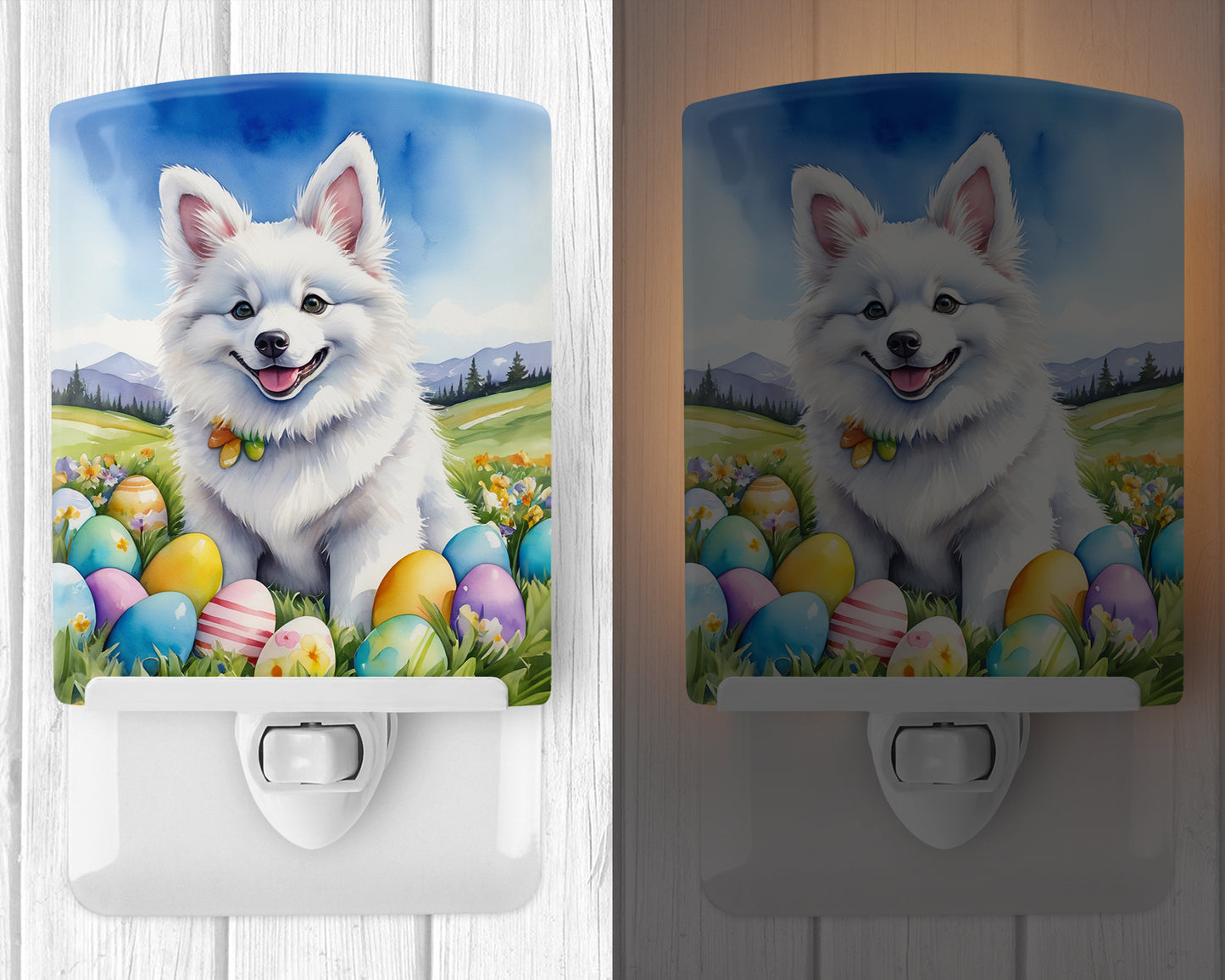 American Eskimo Easter Egg Hunt Ceramic Night Light