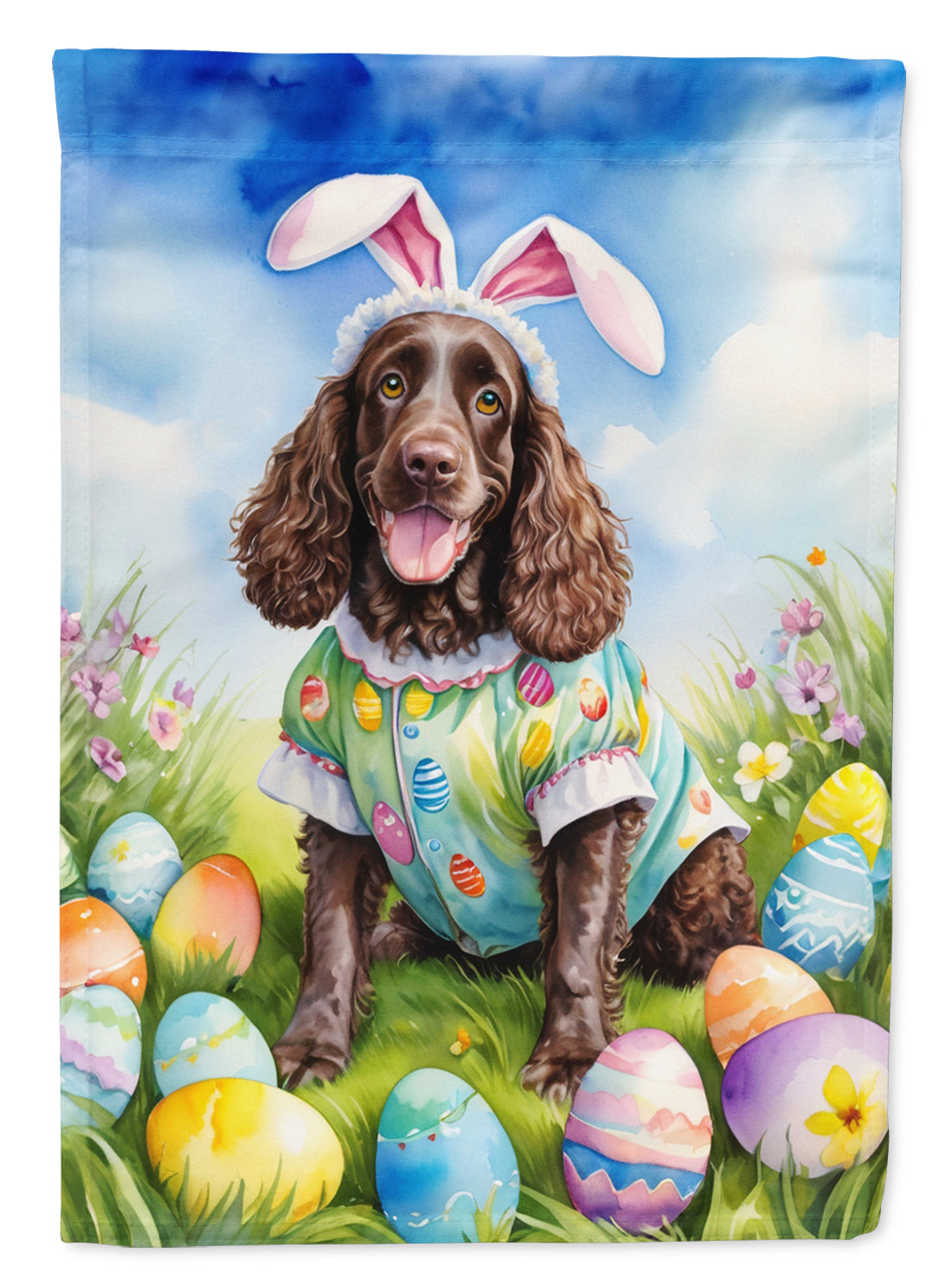 Buy this American Water Spaniel Easter Egg Hunt House Flag