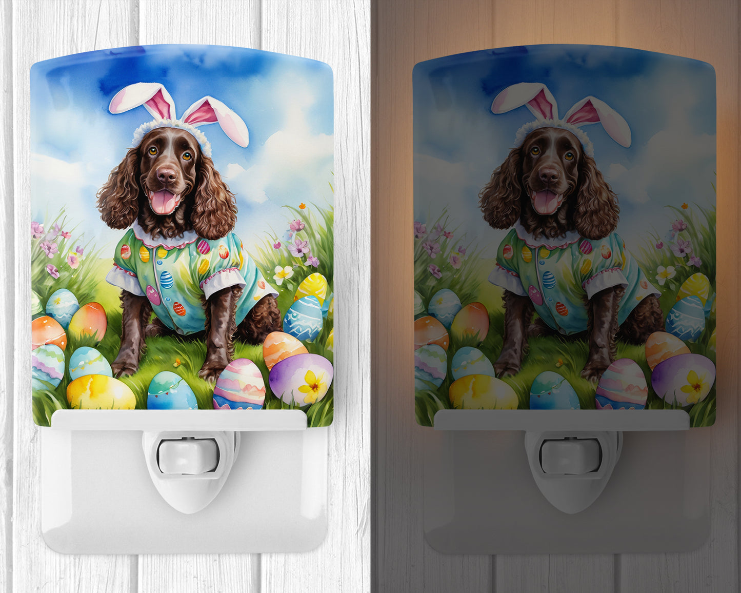 American Water Spaniel Easter Egg Hunt Ceramic Night Light