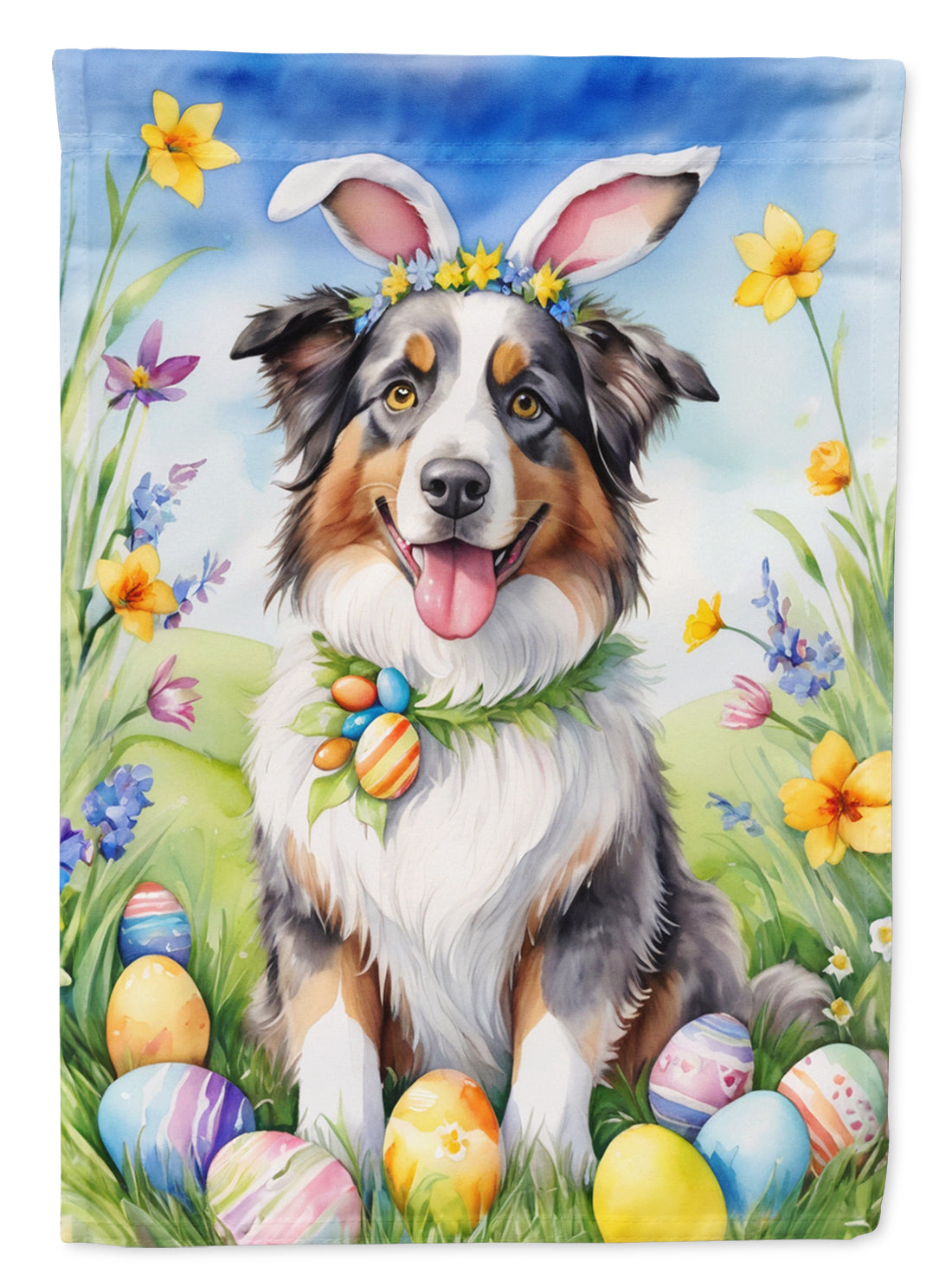 Buy this Australian Shepherd Easter Egg Hunt House Flag