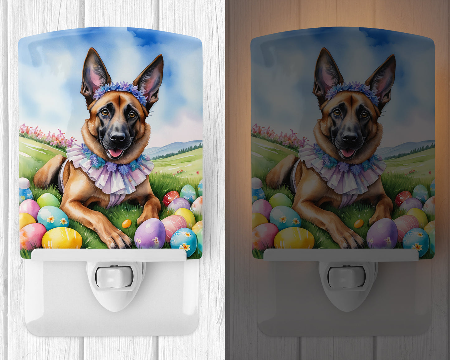 Belgian Malinois Easter Egg Hunt Ceramic Night Light