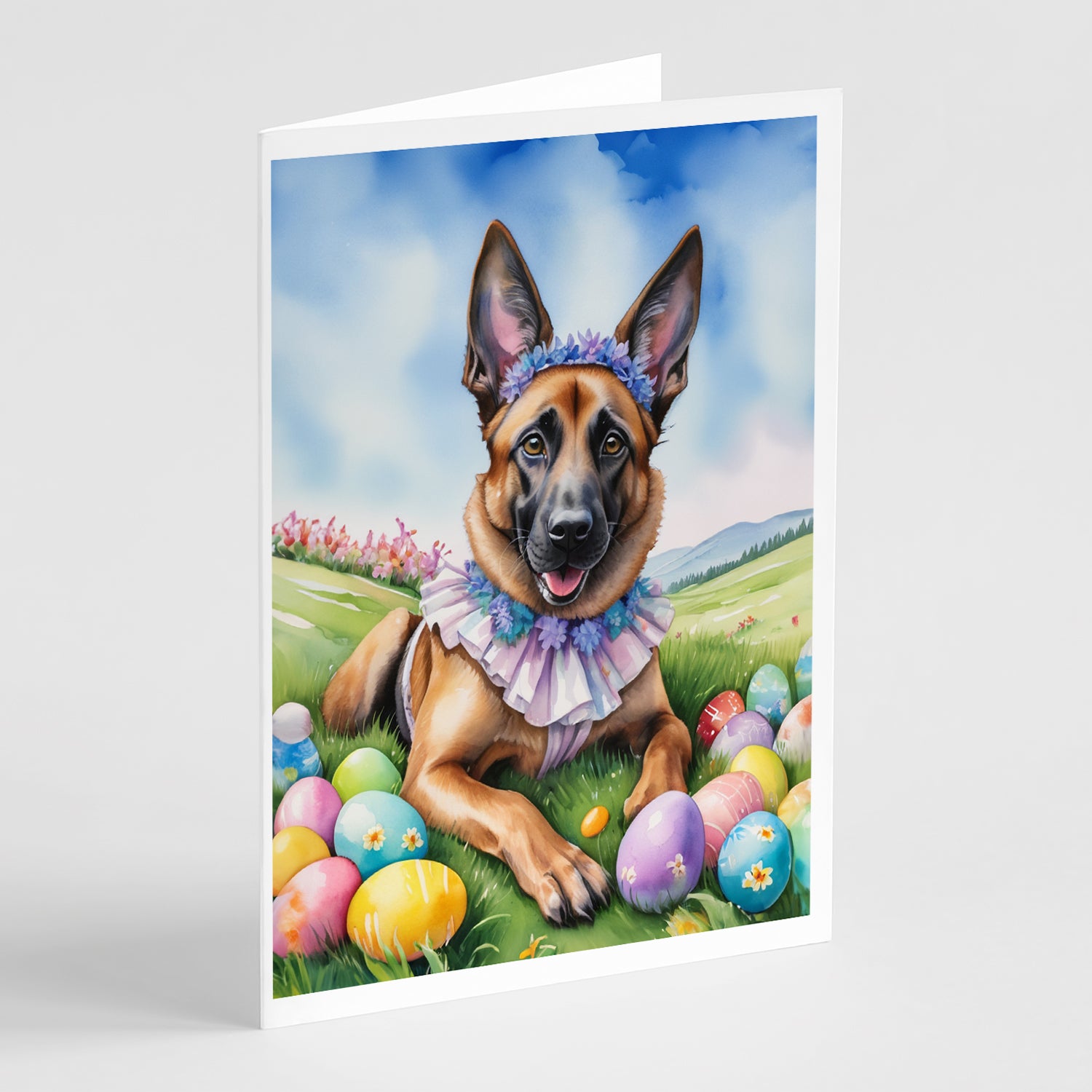 Buy this Belgian Malinois Easter Egg Hunt Greeting Cards Pack of 8