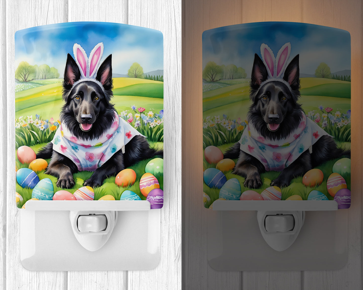 Belgian Sheepdog Easter Egg Hunt Ceramic Night Light