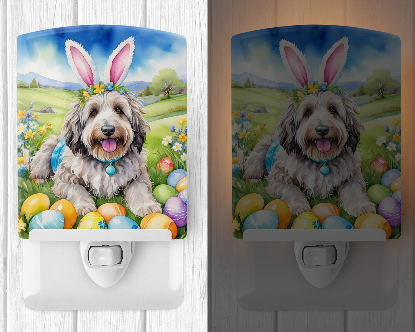 Bergamasco Sheepdog Easter Egg Hunt Ceramic Night Light