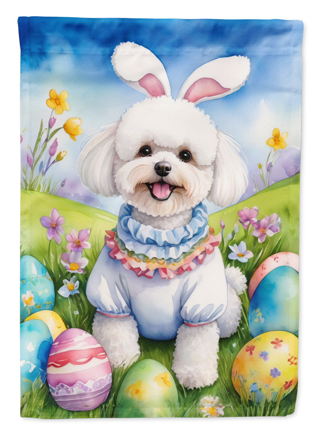 Buy this Bichon Frise Easter Egg Hunt House Flag