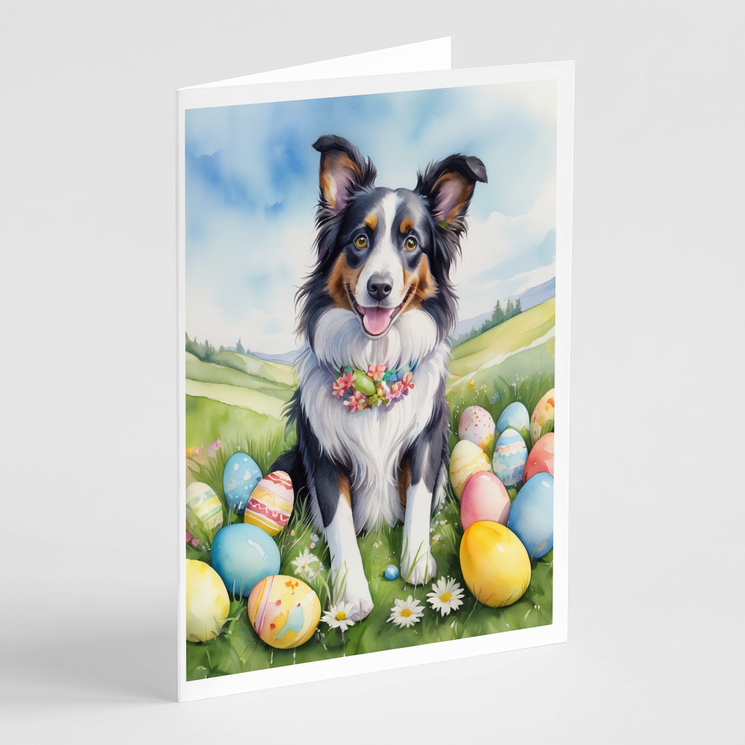 Buy this Border Collie Easter Egg Hunt Greeting Cards Pack of 8