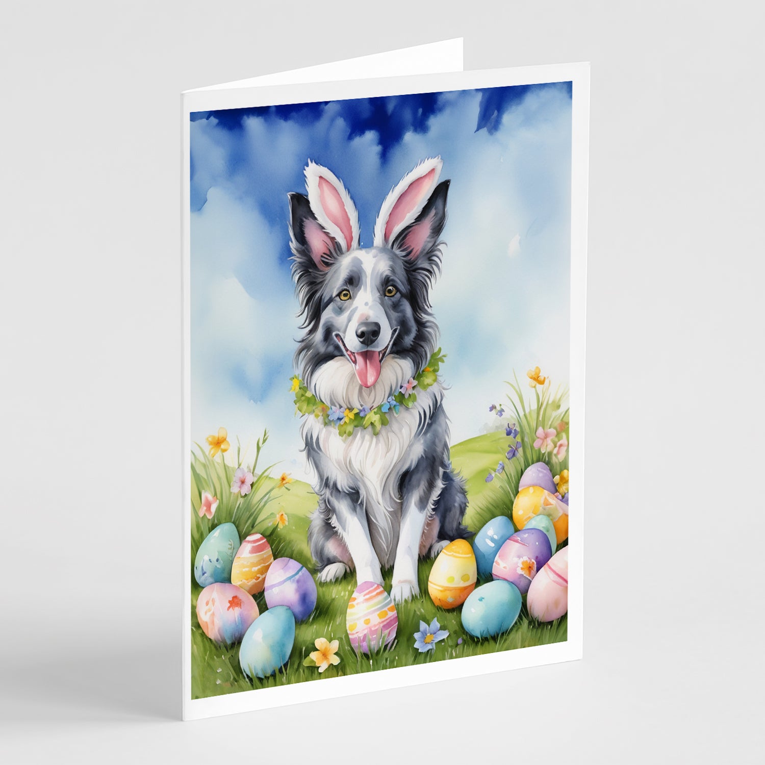 Buy this Border Collie Easter Egg Hunt Greeting Cards Pack of 8