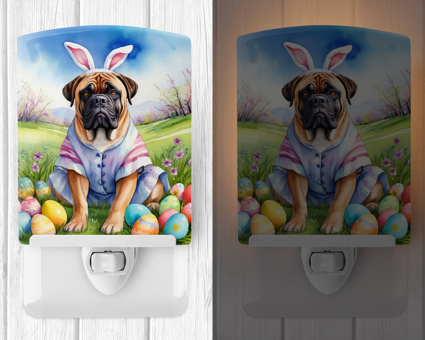 Bullmastiff Easter Egg Hunt Ceramic Night Light