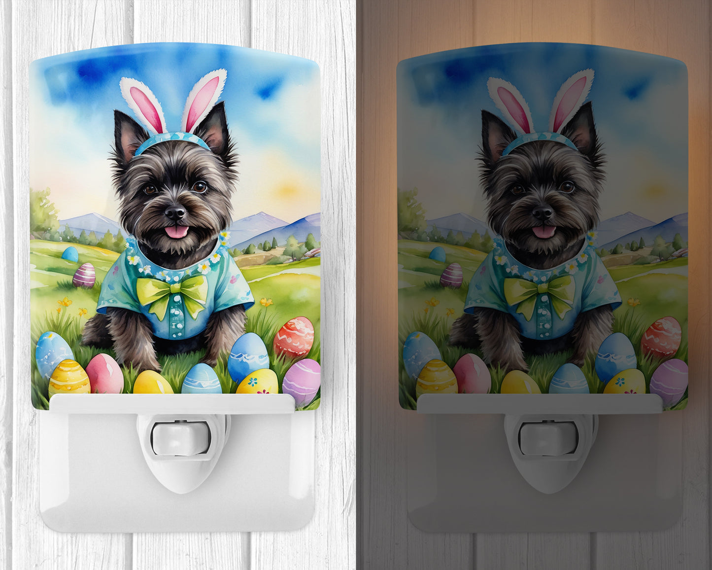 Cairn Terrier Easter Egg Hunt Ceramic Night Light