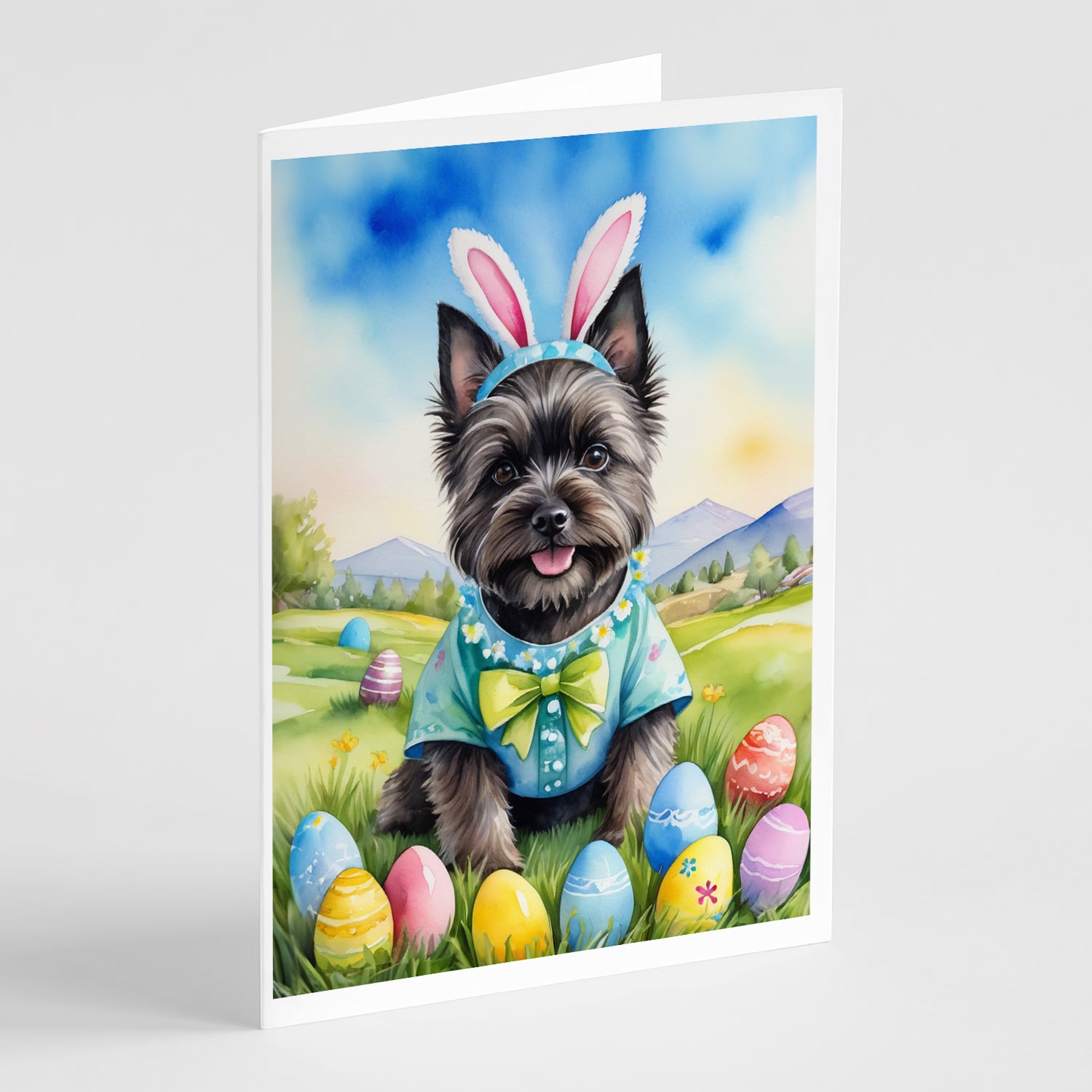 Buy this Cairn Terrier Easter Egg Hunt Greeting Cards Pack of 8