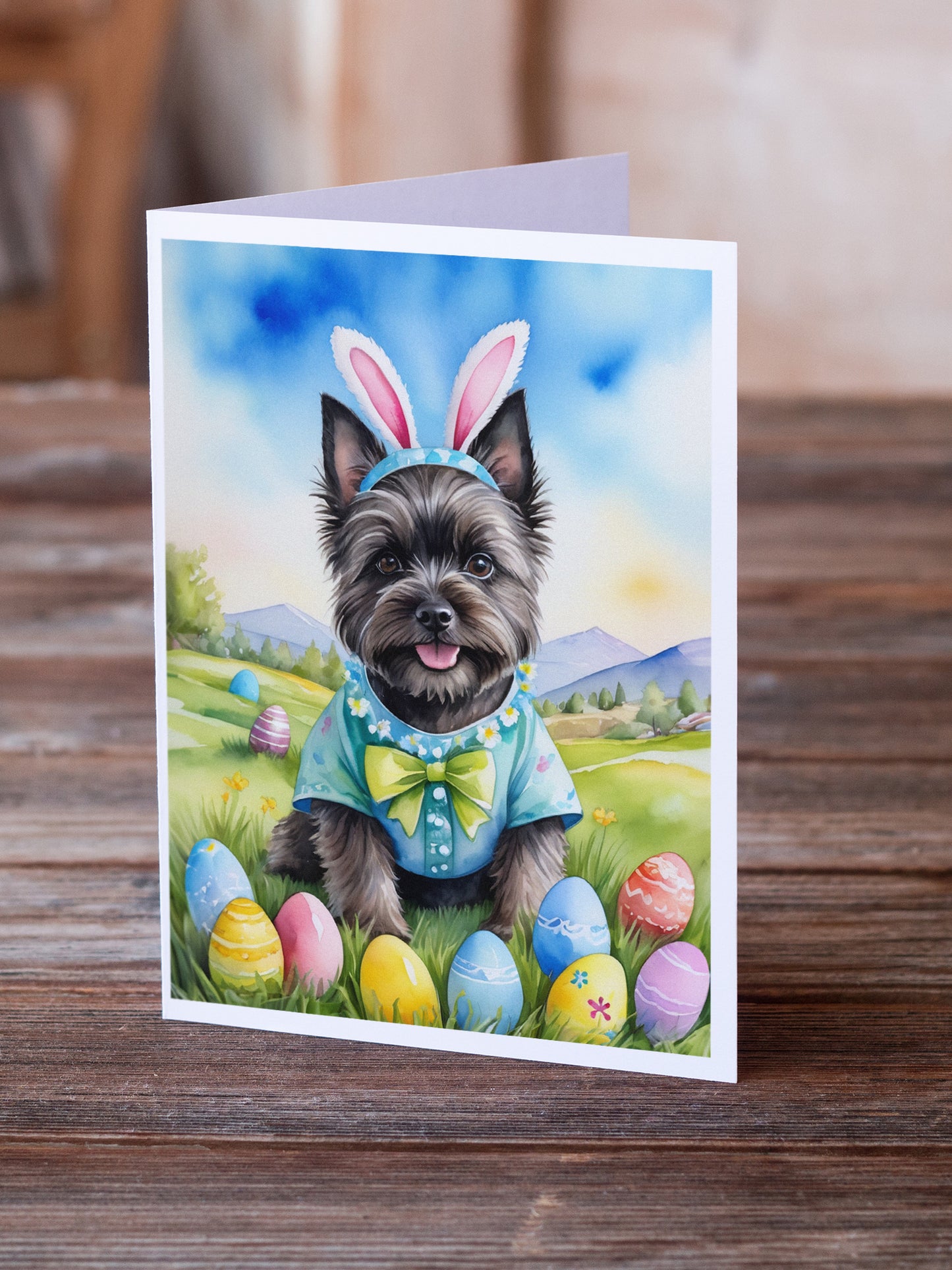 Cairn Terrier Easter Egg Hunt Greeting Cards Pack of 8