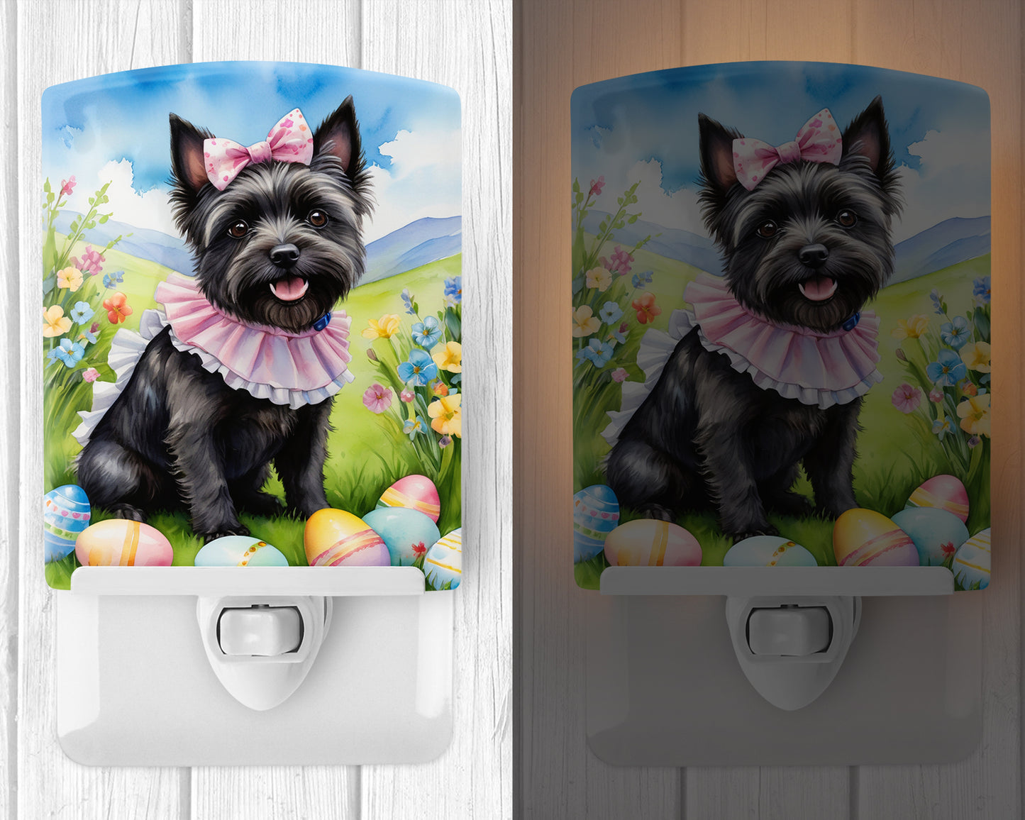 Cairn Terrier Easter Egg Hunt Ceramic Night Light