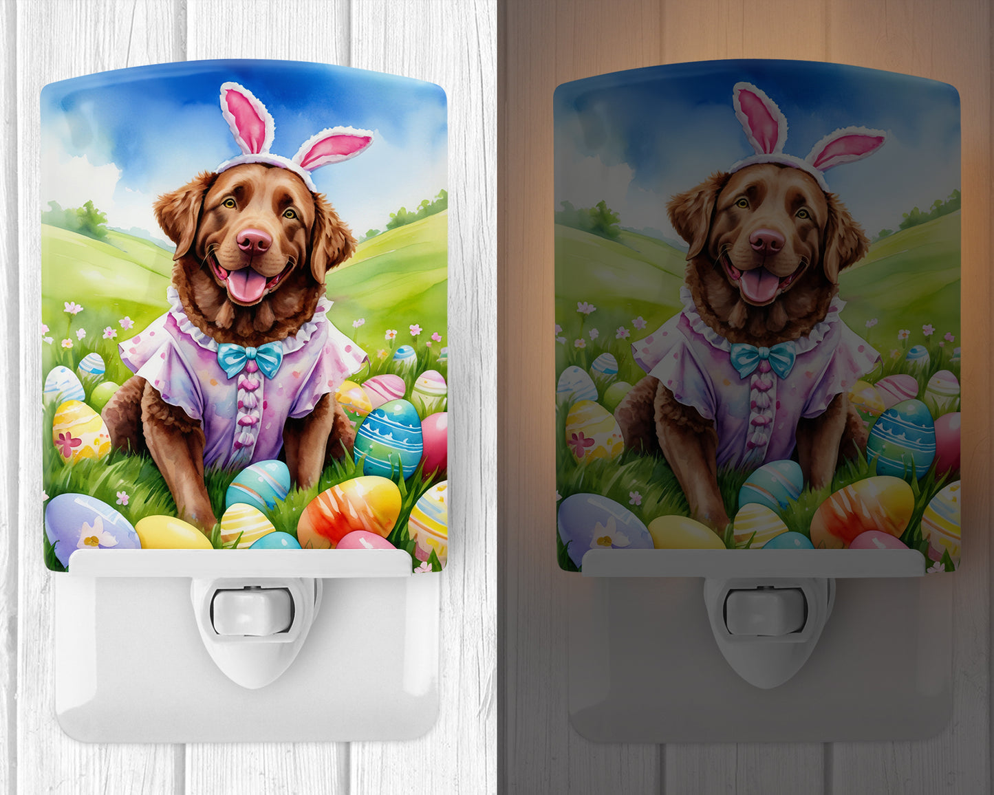 Chesapeake Bay Retriever Easter Egg Hunt Ceramic Night Light