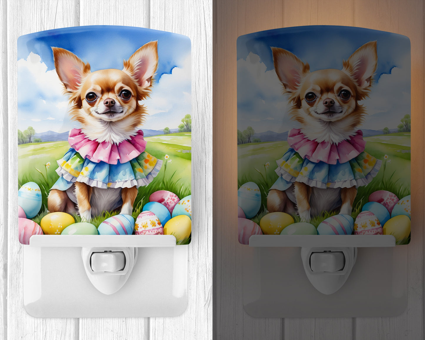 Chihuahua Easter Egg Hunt Ceramic Night Light