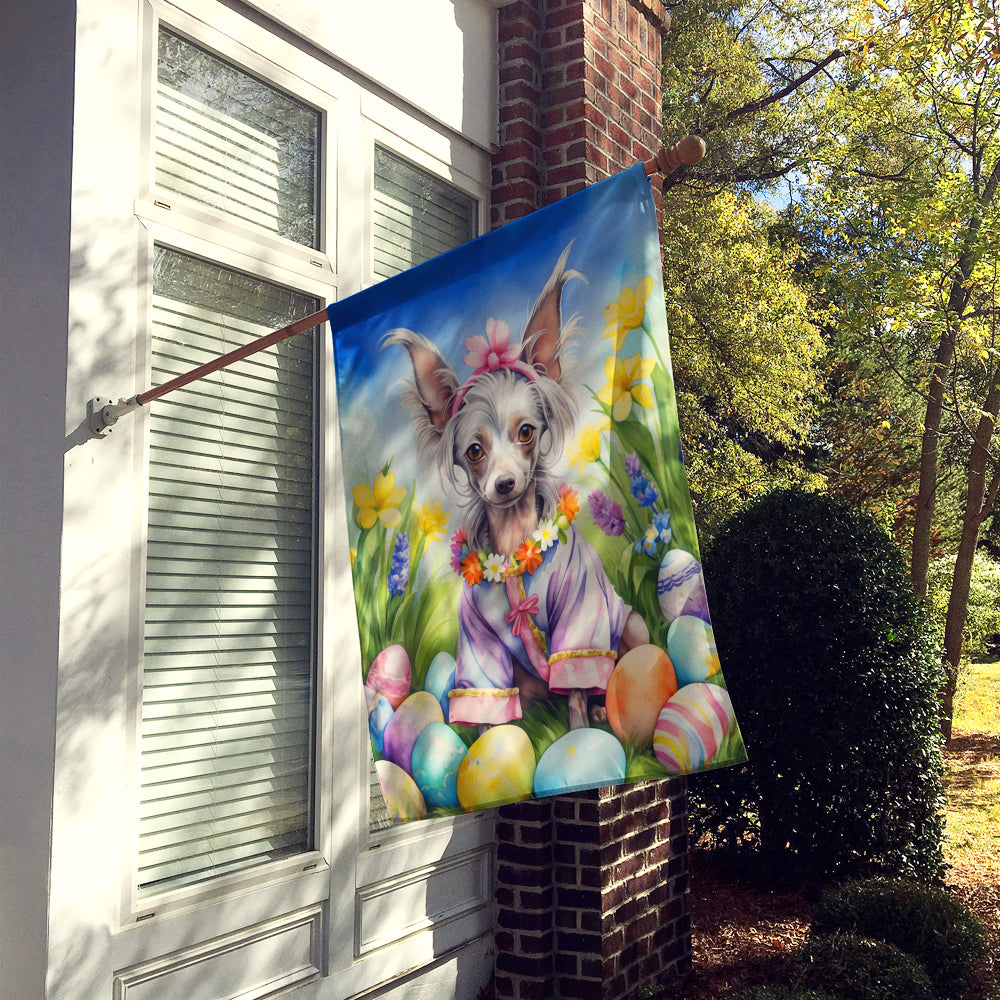 Chinese Crested Easter Egg Hunt House Flag