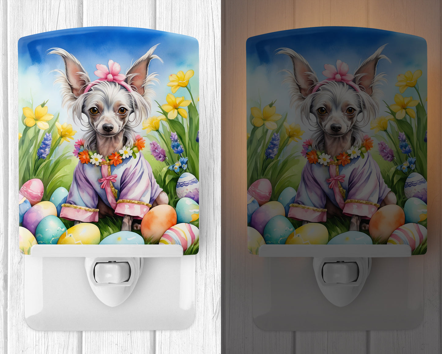 Chinese Crested Easter Egg Hunt Ceramic Night Light