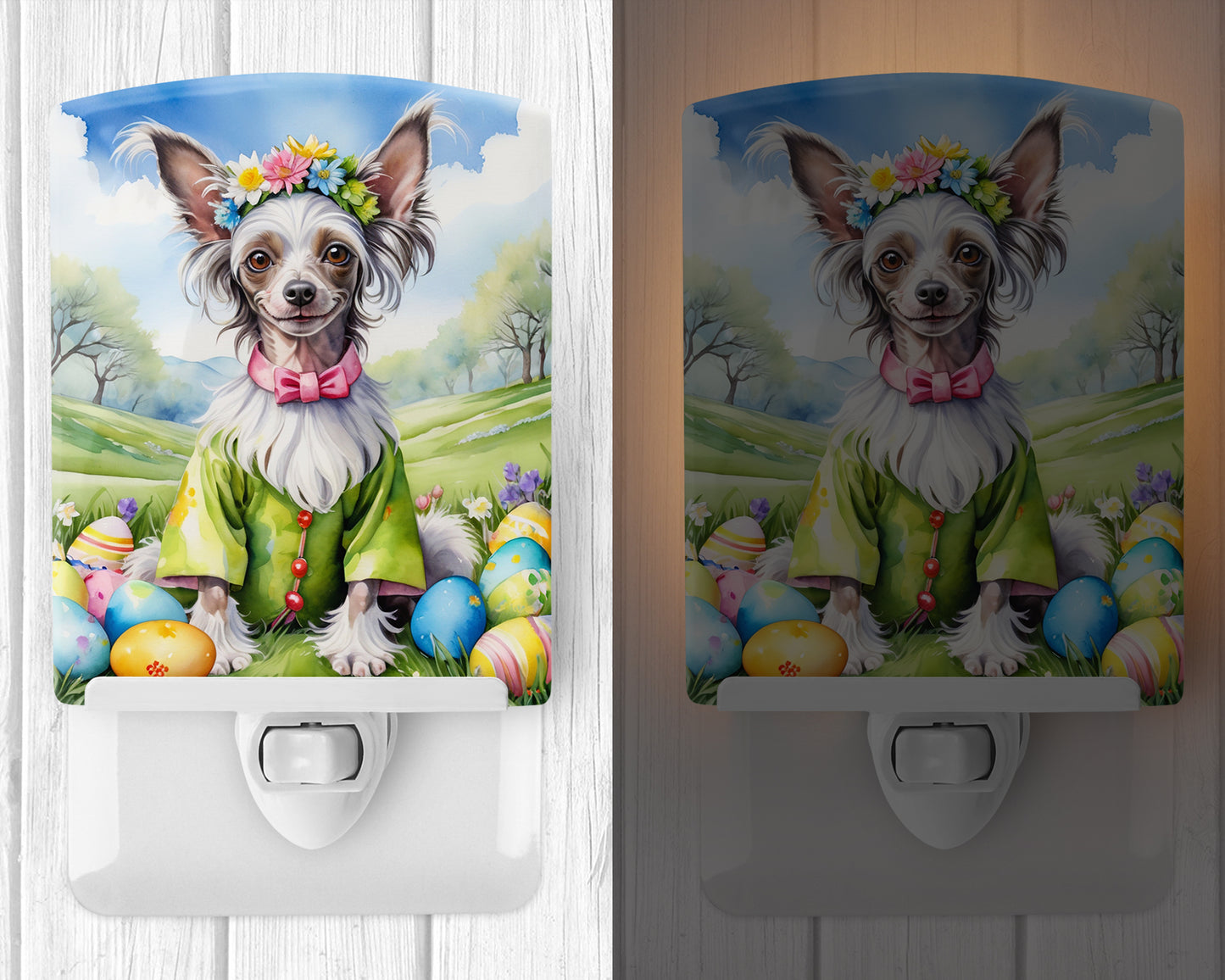 Chinese Crested Easter Egg Hunt Ceramic Night Light