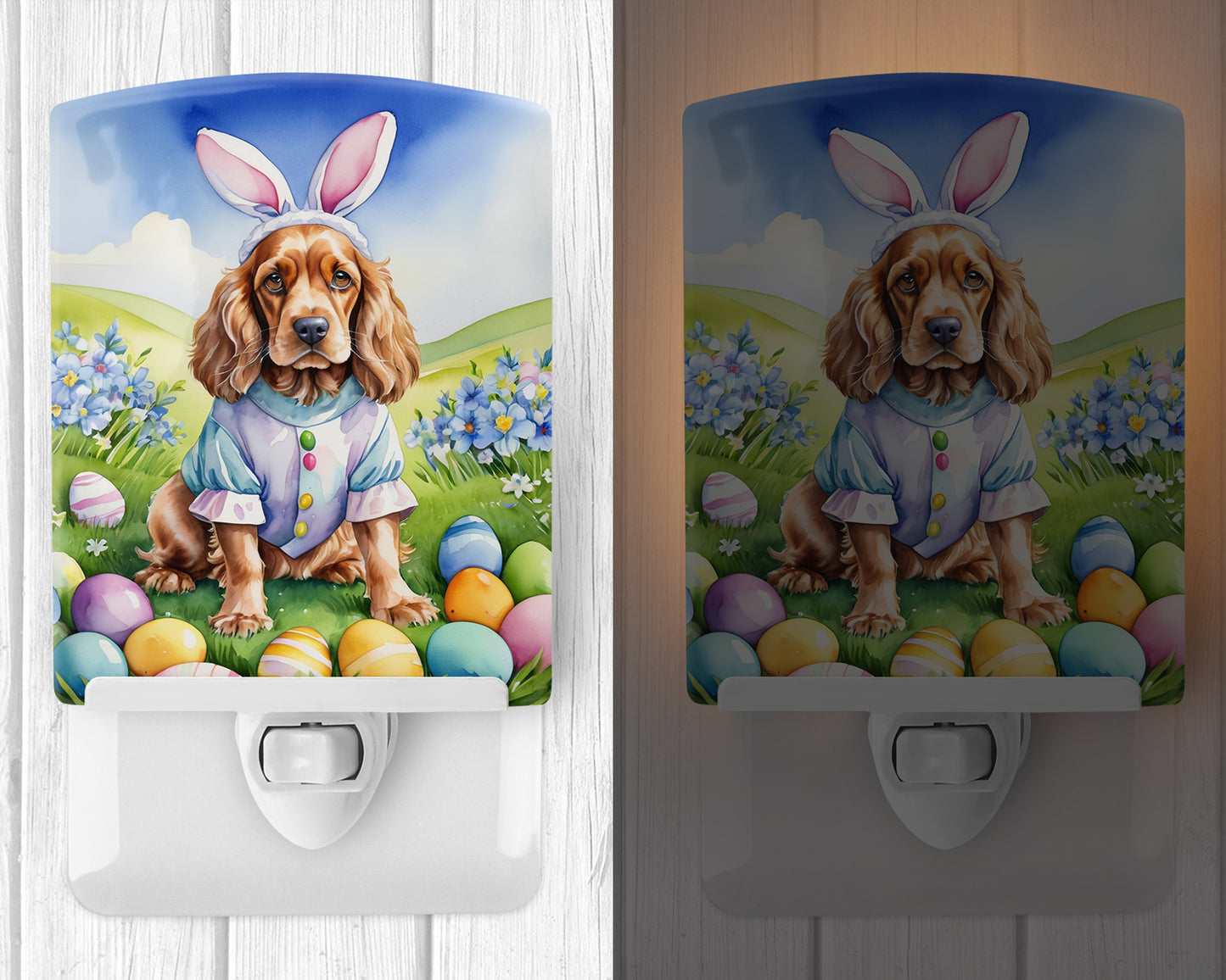 Cocker Spaniel Easter Egg Hunt Ceramic Night Light