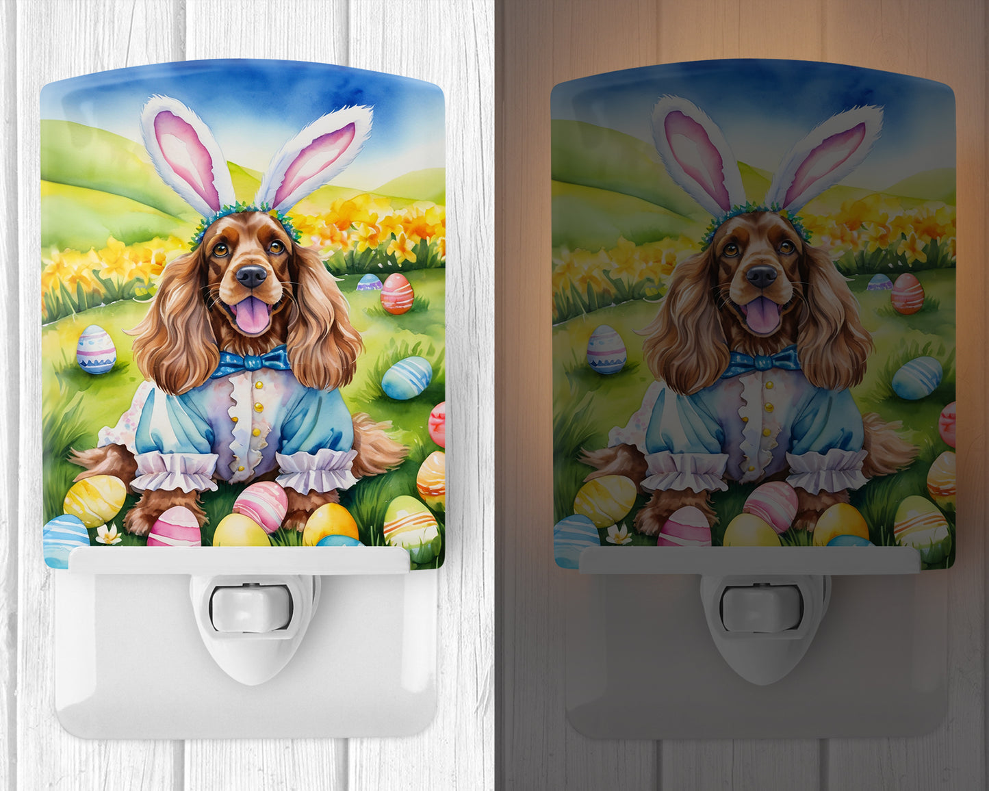 Cocker Spaniel Easter Egg Hunt Ceramic Night Light