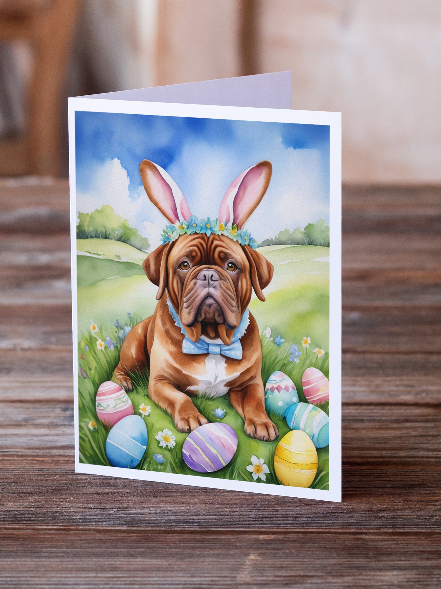 Dogue de Bordeaux Easter Egg Hunt Greeting Cards Pack of 8