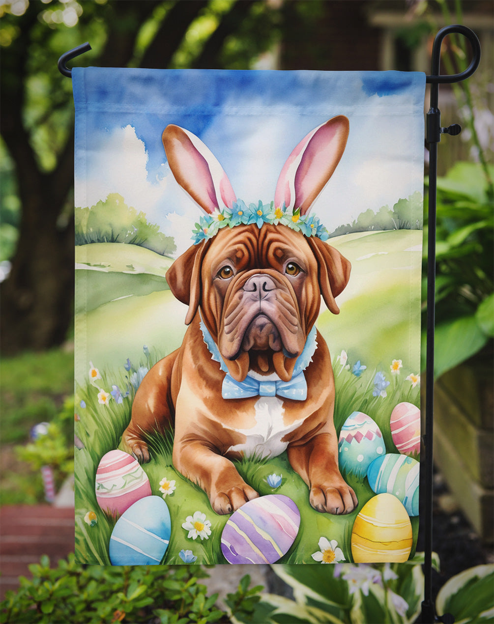 Dogue de Bordeaux Easter Egg Hunt Garden Flag