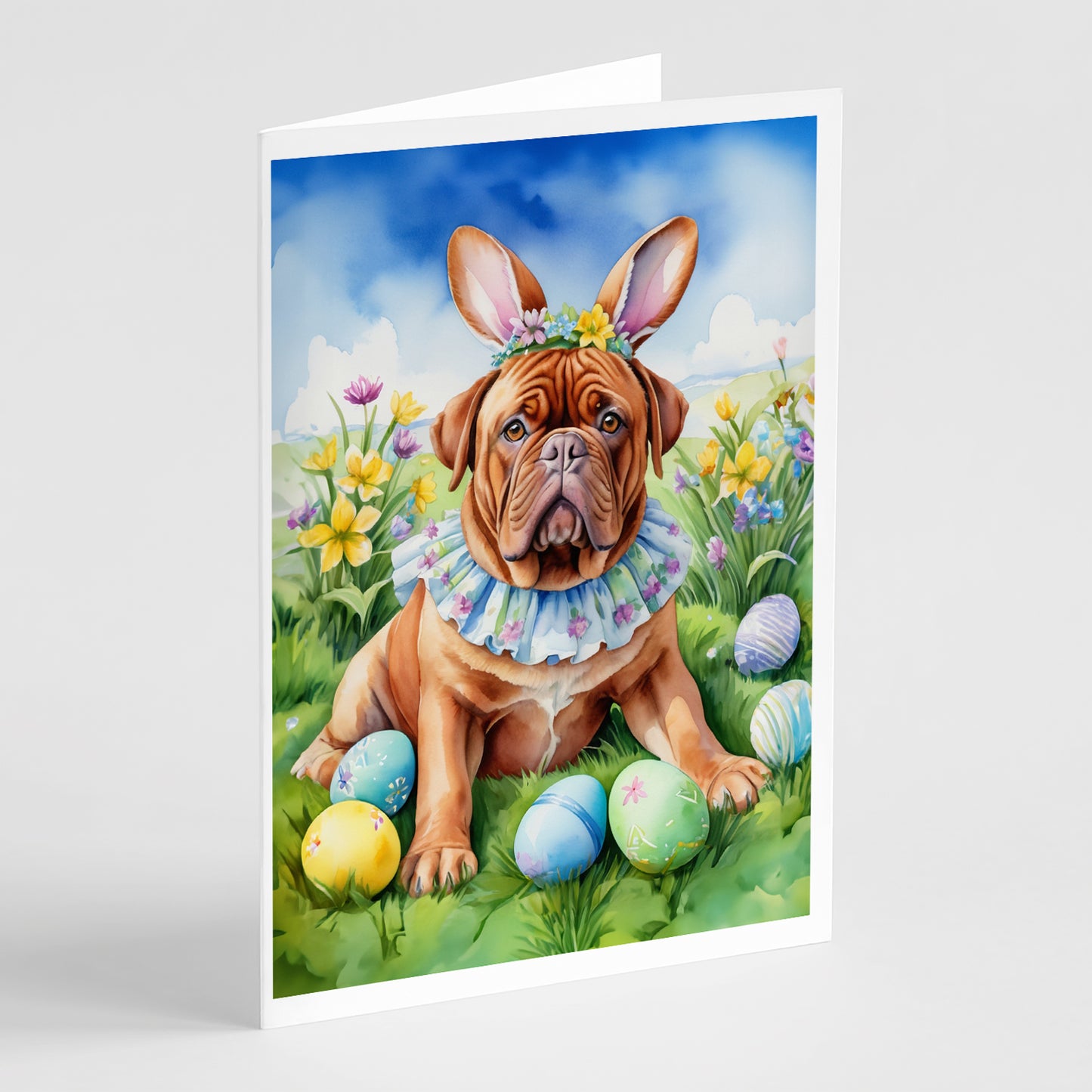 Buy this Dogue de Bordeaux Easter Egg Hunt Greeting Cards Pack of 8