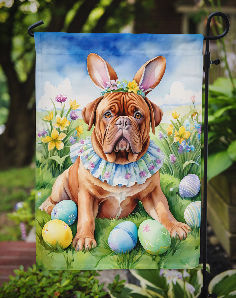 Dogue de Bordeaux Easter Egg Hunt Garden Flag