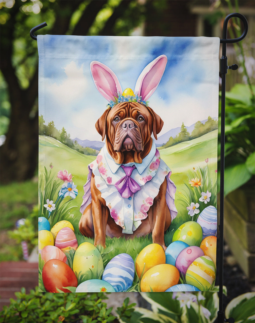 Dogue de Bordeaux Easter Egg Hunt Garden Flag