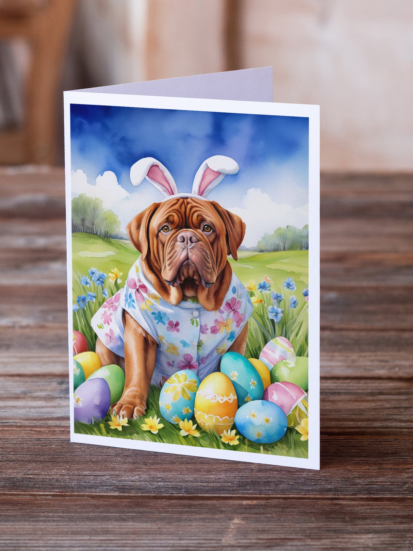 Dogue de Bordeaux Easter Egg Hunt Greeting Cards Pack of 8