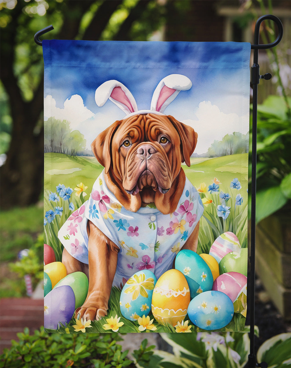 Dogue de Bordeaux Easter Egg Hunt Garden Flag