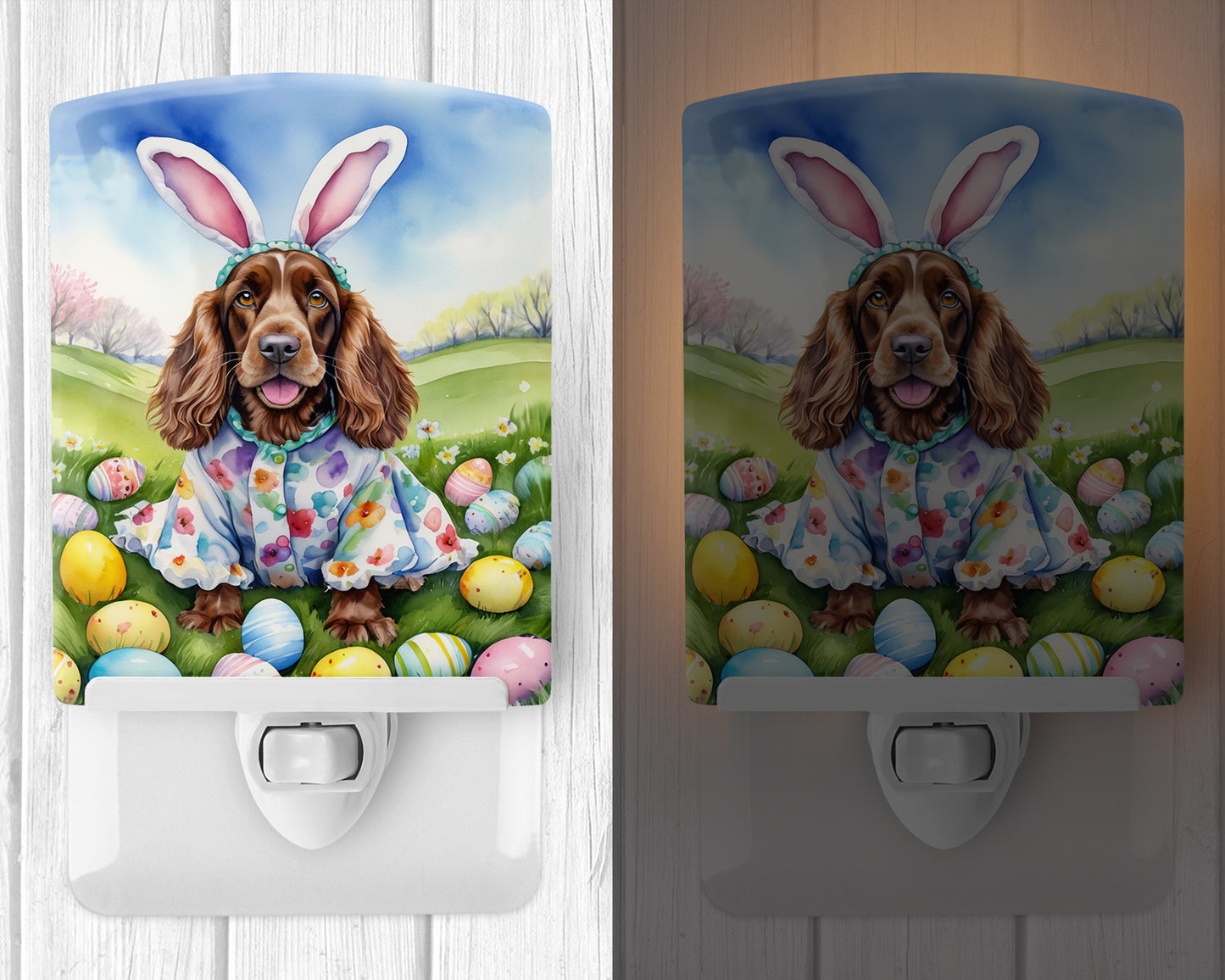 English Cocker Spaniel Easter Egg Hunt Ceramic Night Light