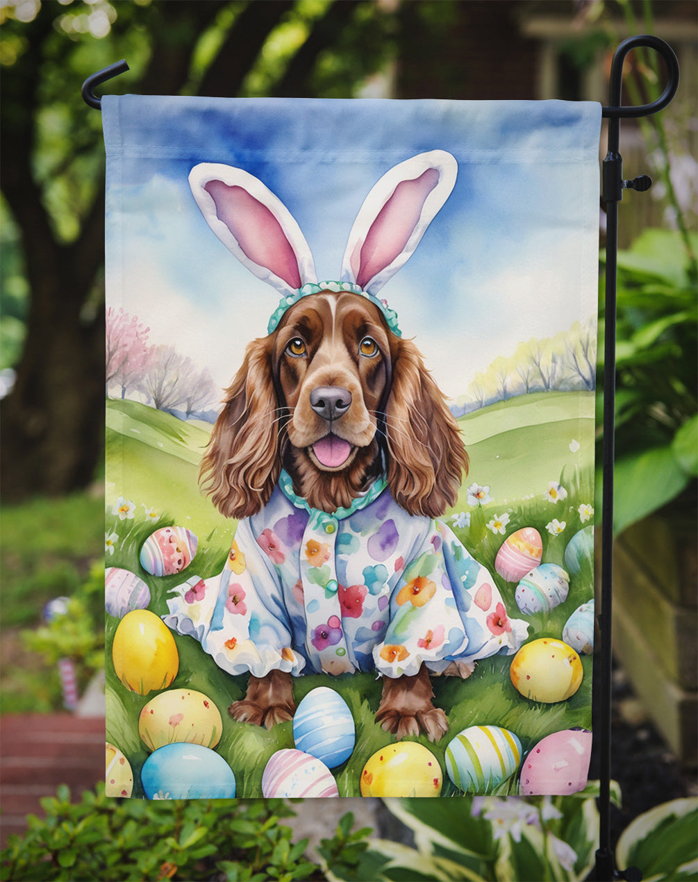 English Cocker Spaniel Easter Egg Hunt Garden Flag