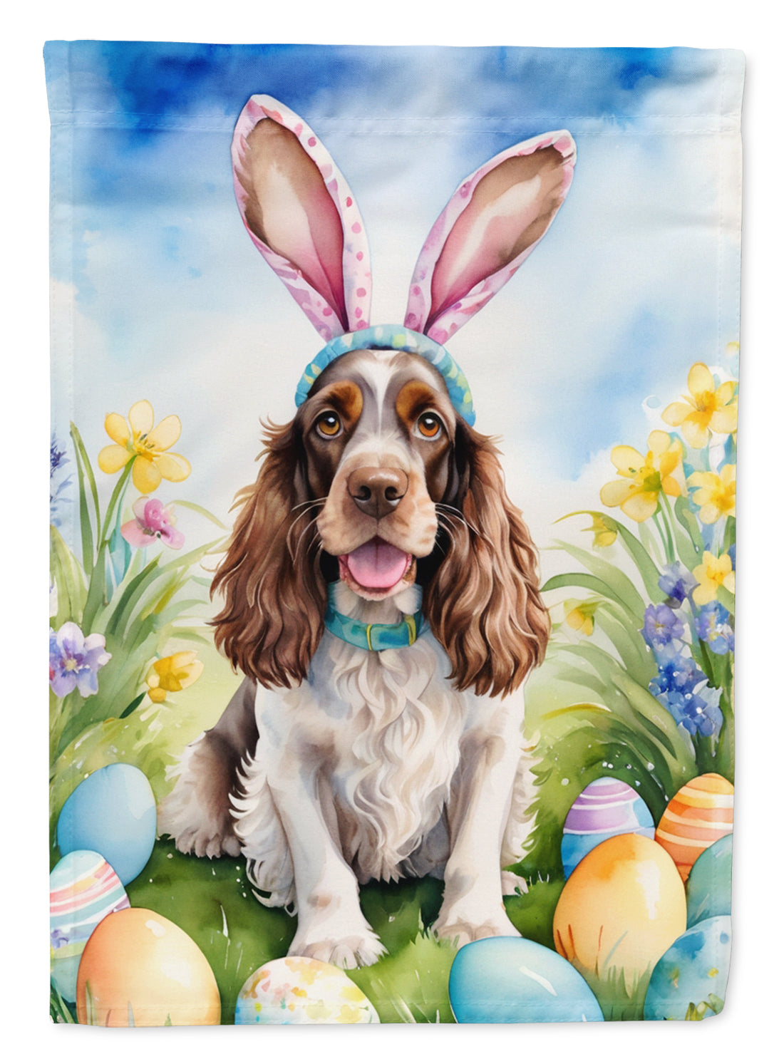 Buy this English Cocker Spaniel Easter Egg Hunt House Flag