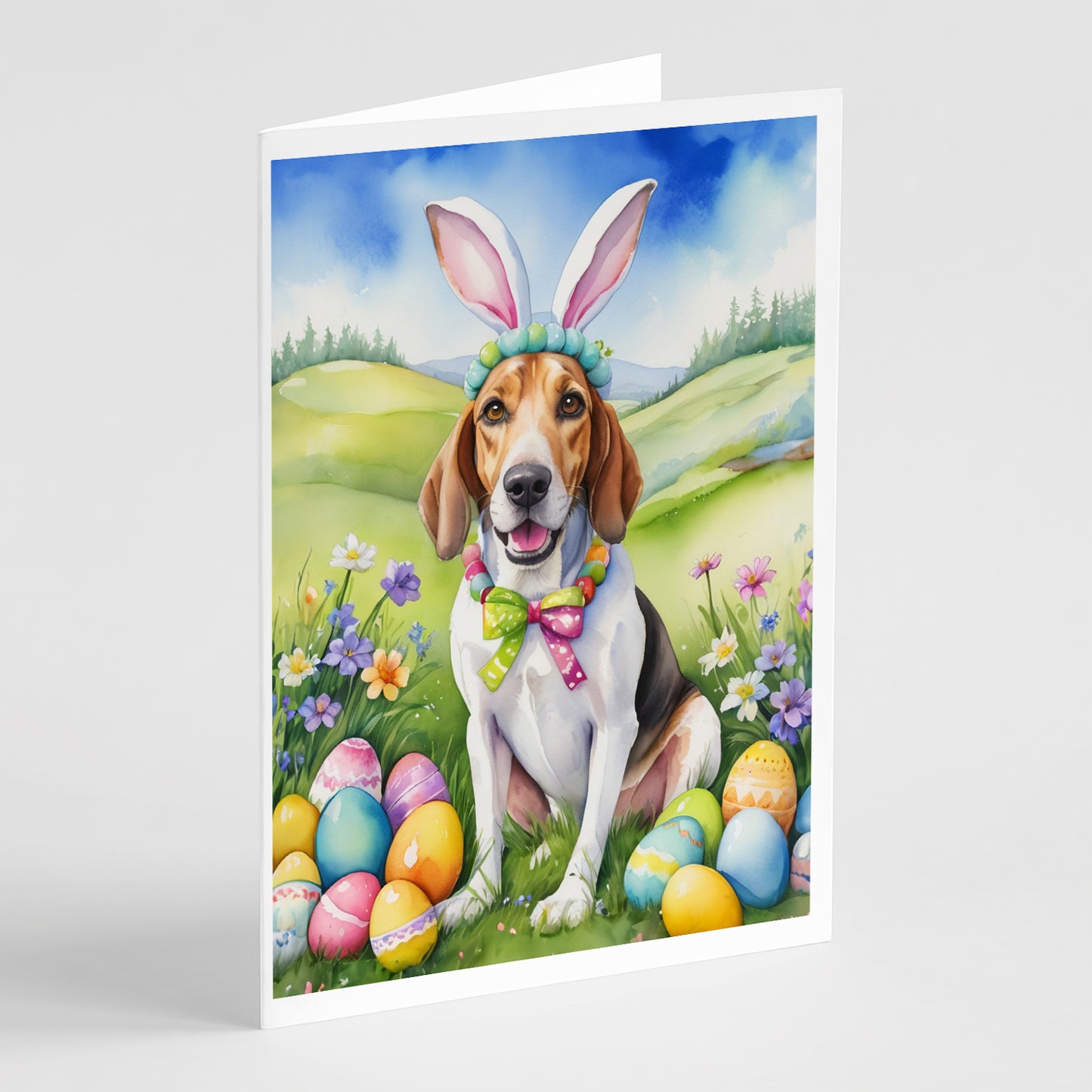 Buy this English Foxhound Easter Egg Hunt Greeting Cards Pack of 8