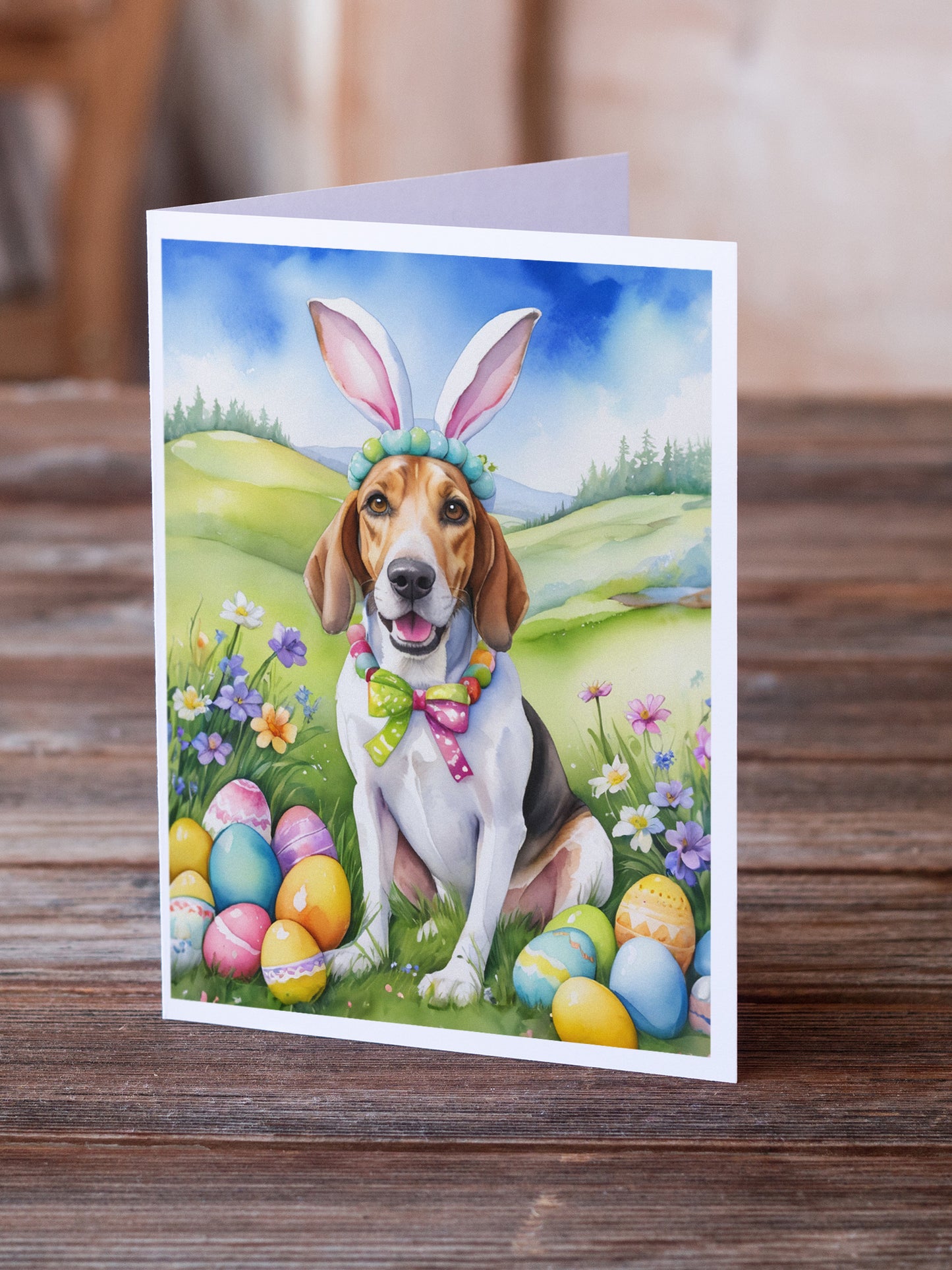 English Foxhound Easter Egg Hunt Greeting Cards Pack of 8