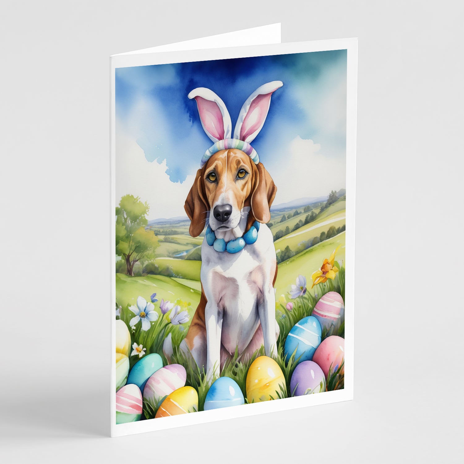 Buy this English Foxhound Easter Egg Hunt Greeting Cards Pack of 8