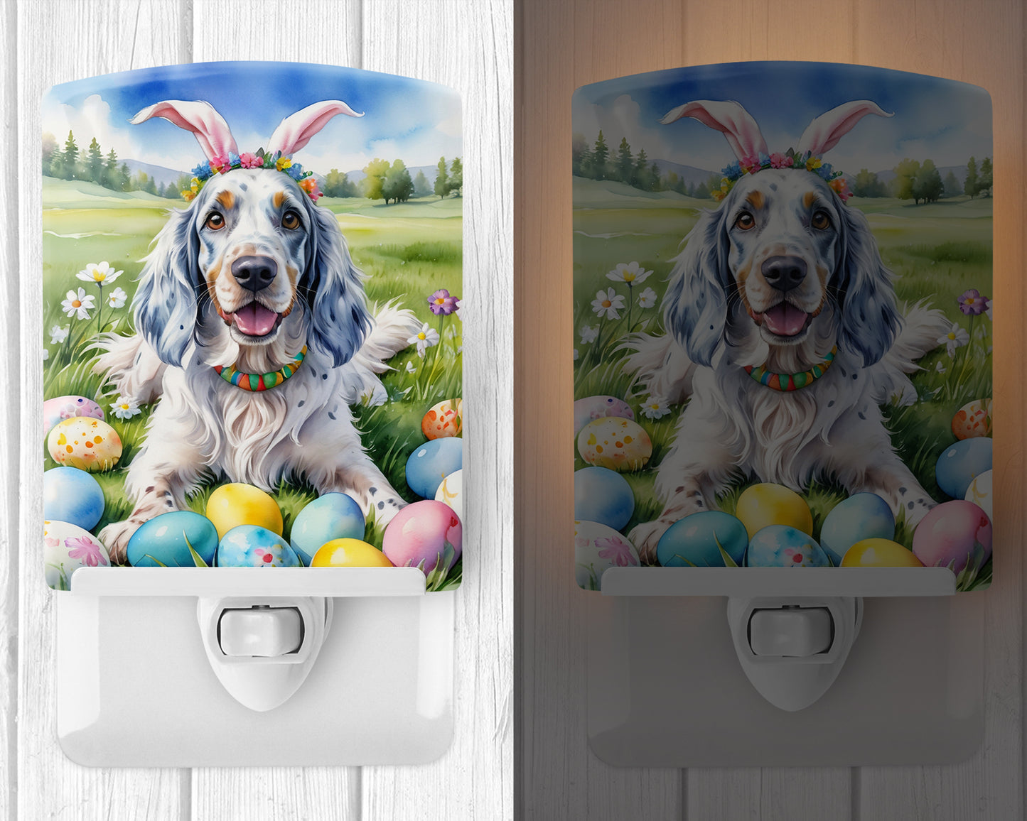 English Setter Easter Egg Hunt Ceramic Night Light