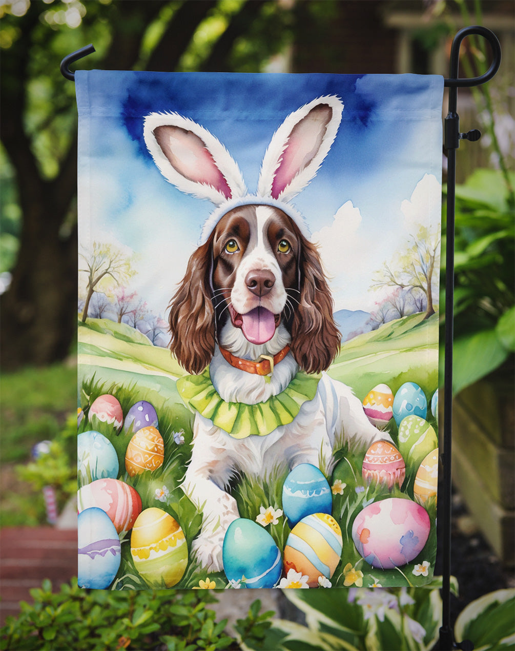 English Springer Spaniel Easter Egg Hunt Garden Flag