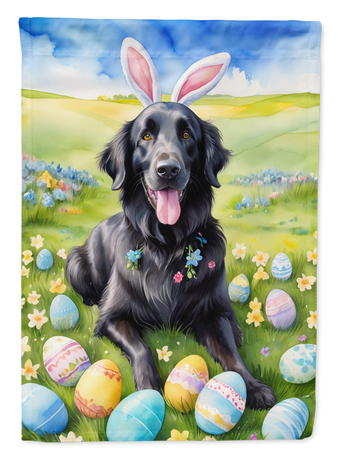 Buy this Flat-Coated Retriever Easter Egg Hunt House Flag