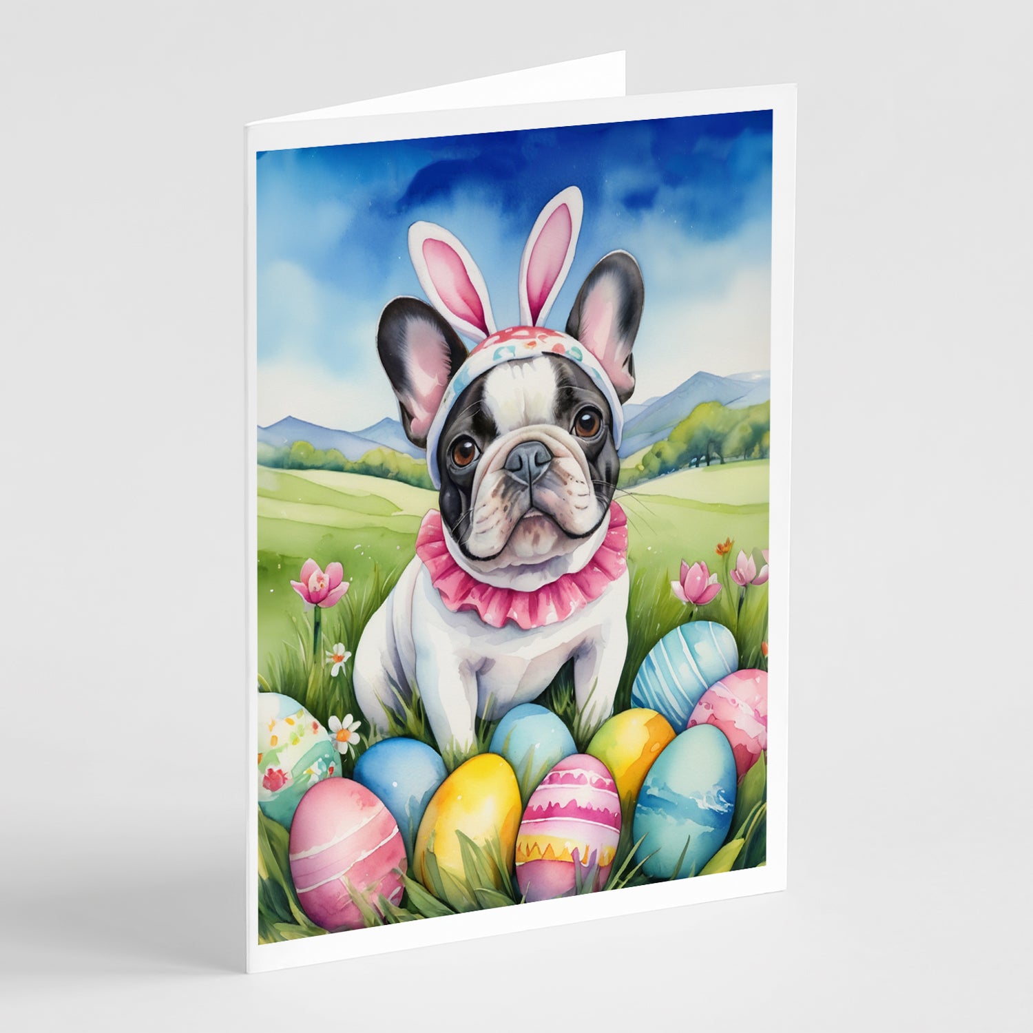 Buy this French Bulldog Easter Egg Hunt Greeting Cards Pack of 8