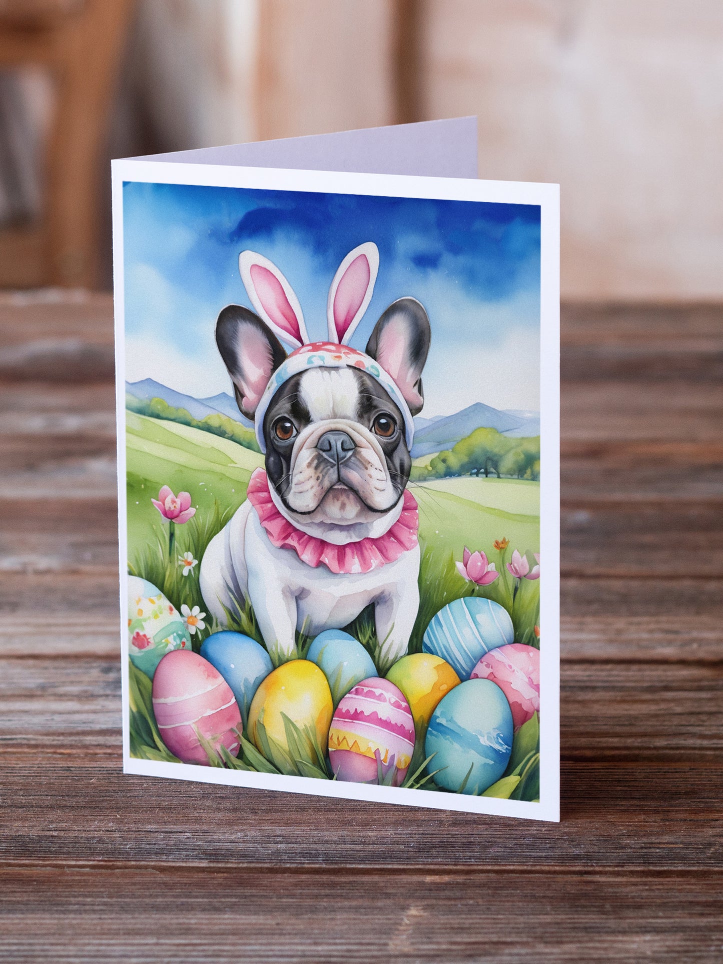 French Bulldog Easter Egg Hunt Greeting Cards Pack of 8