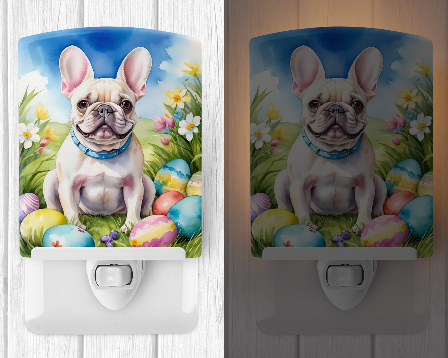 French Bulldog Easter Egg Hunt Ceramic Night Light