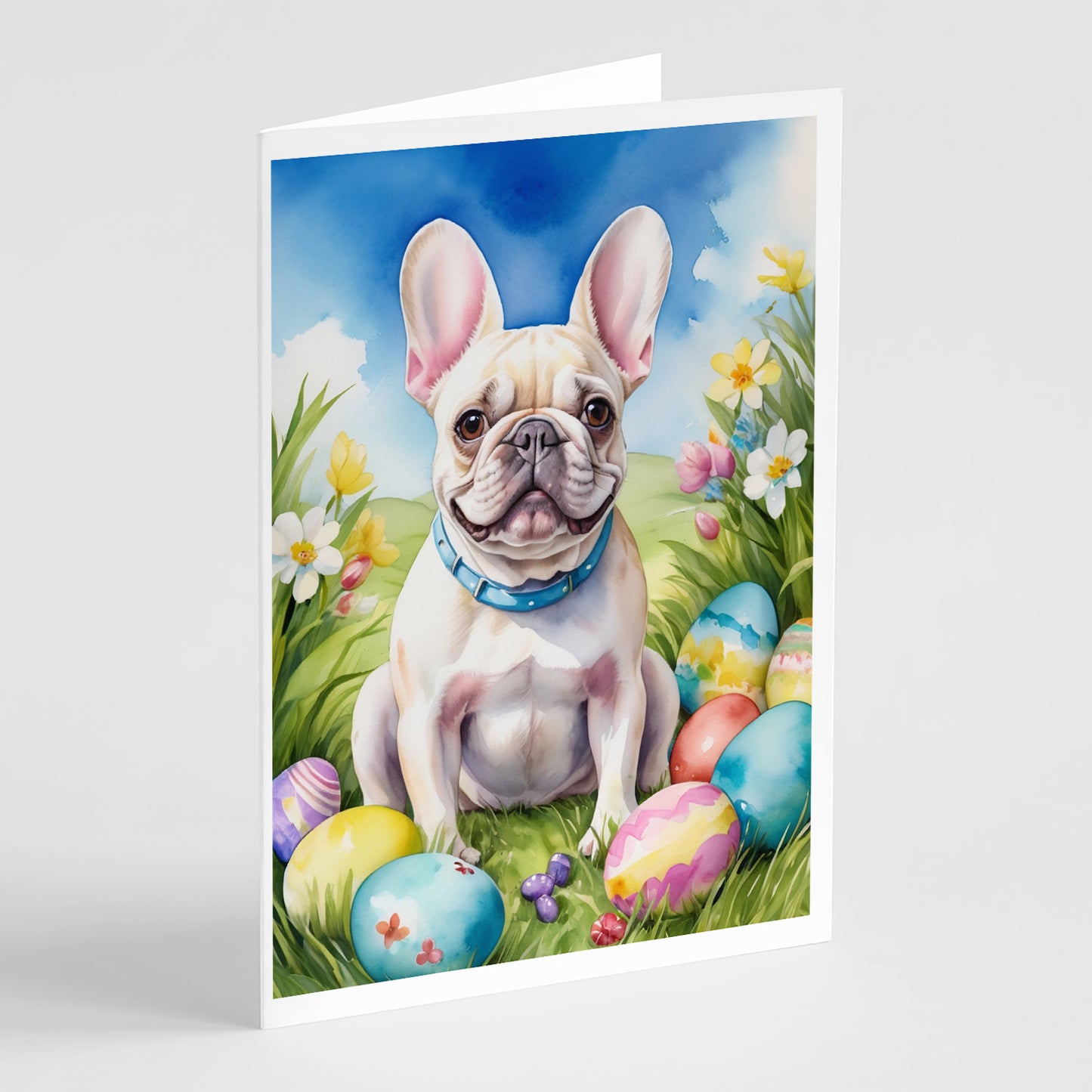 Buy this French Bulldog Easter Egg Hunt Greeting Cards Pack of 8