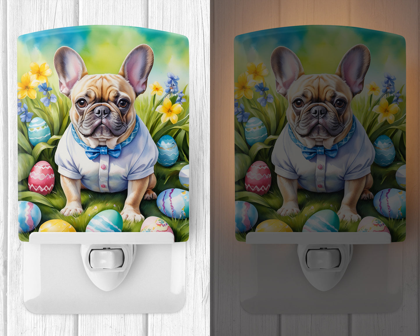 French Bulldog Easter Egg Hunt Ceramic Night Light