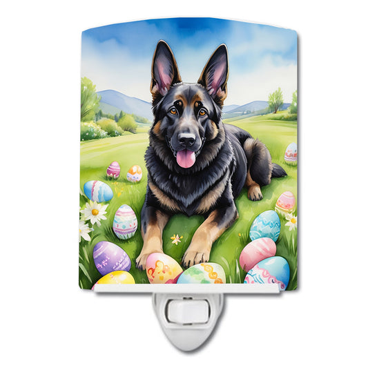 Buy this Black German Shepherd Easter Egg Hunt Ceramic Night Light